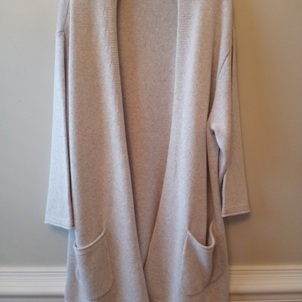 'purejill' by J. Jill Mist Grey Open Long Cardigan Size L NWOT - Picture 7 of 13